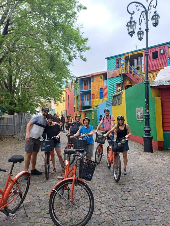 Bike Tour: Buenos Aires to the South (E-Bike) - Caminito in La Boca, color and commerce