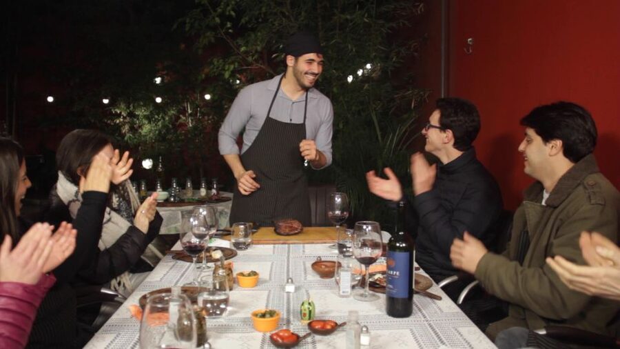 Secrets of Asado in Buenos Asado, BBQ and Dinner - Making chimichurri and preparing the meat